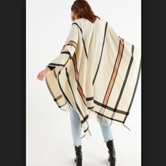 Modern Stripe Brushed Poncho - Picture 6 of 6